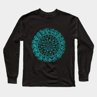 My 'very' Second - hand drawn - Mandala :) - Turquoise Long Sleeve T-Shirt